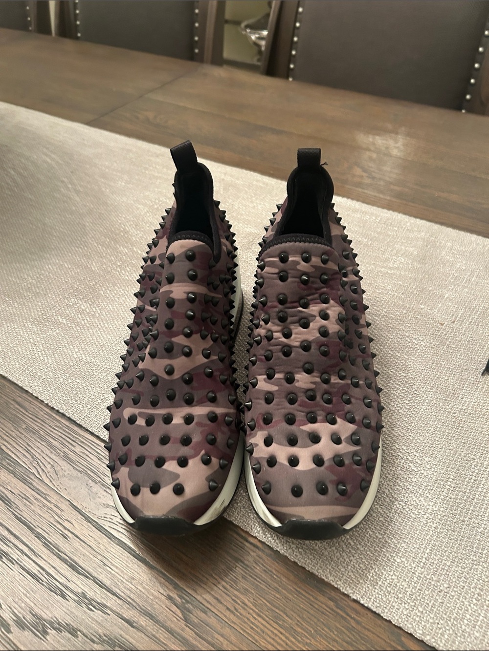 Giani Bini Women’s Spike-Embellished Slip-On Athletic Sneakers - Maroon